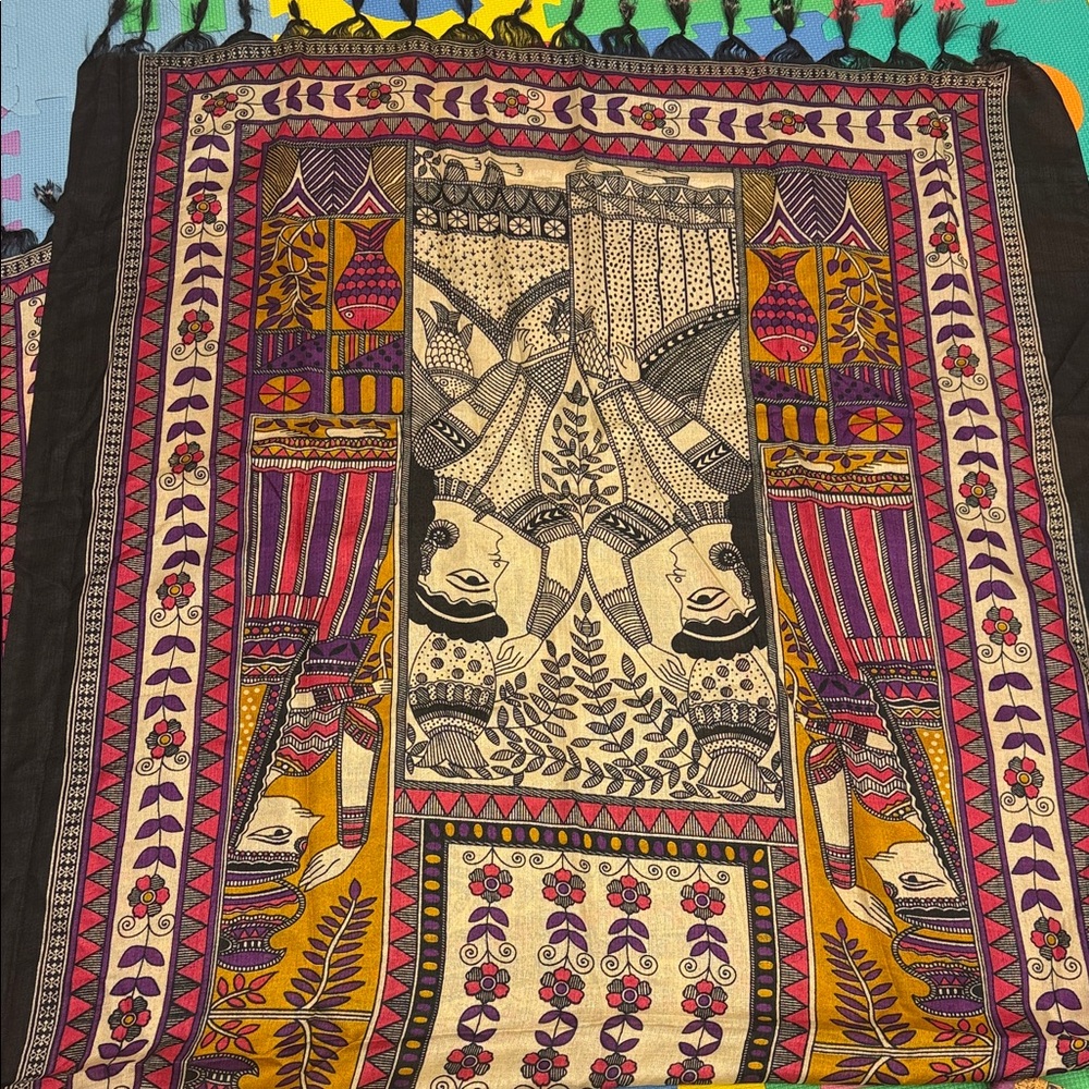 Vibrant black base Multicolor duppatta